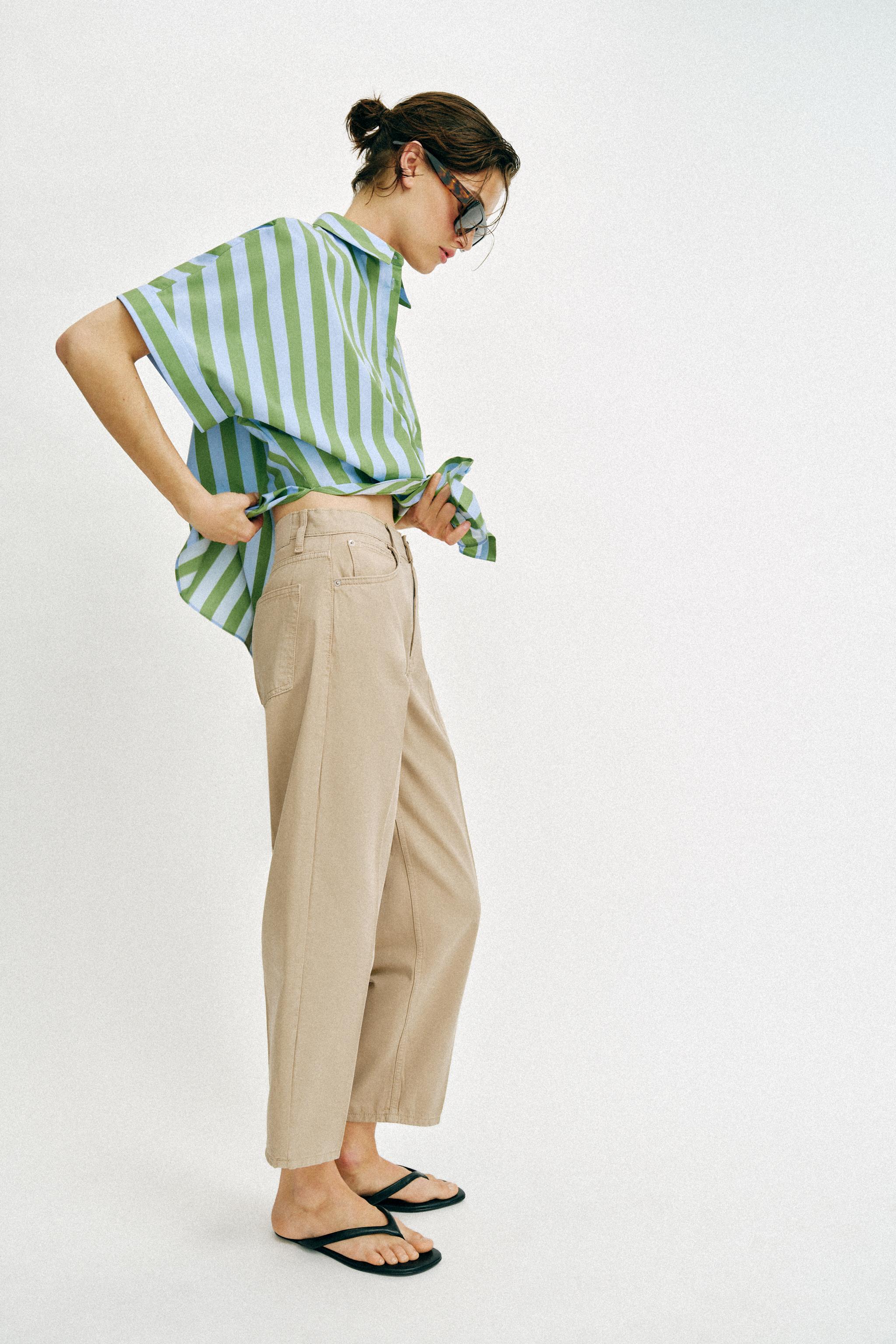 IRONED STRIPE BARREL PANTS